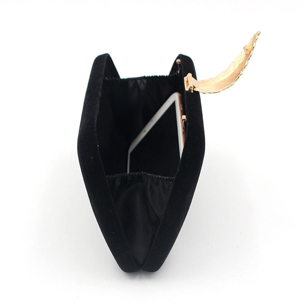 Elegante Abend-Clutch-Taschen Samt-Handtasche Handtasche mit Blatt-Schnalle Ketten-Schultertasche Cocktail-Hochzeitsfeier Abschlussball-Tasche