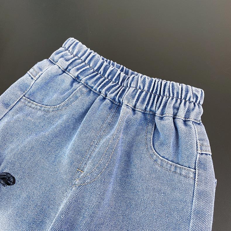 Dívčí podzimní móda 2025 Mašle Rovné džíny - Korejský styl Všestranné kalhoty pro malé holčičky