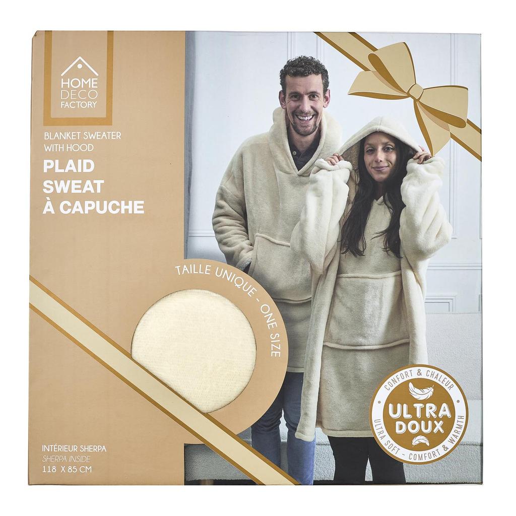 Beige Insulated Sweatshirt/Snuddie With Pocket
