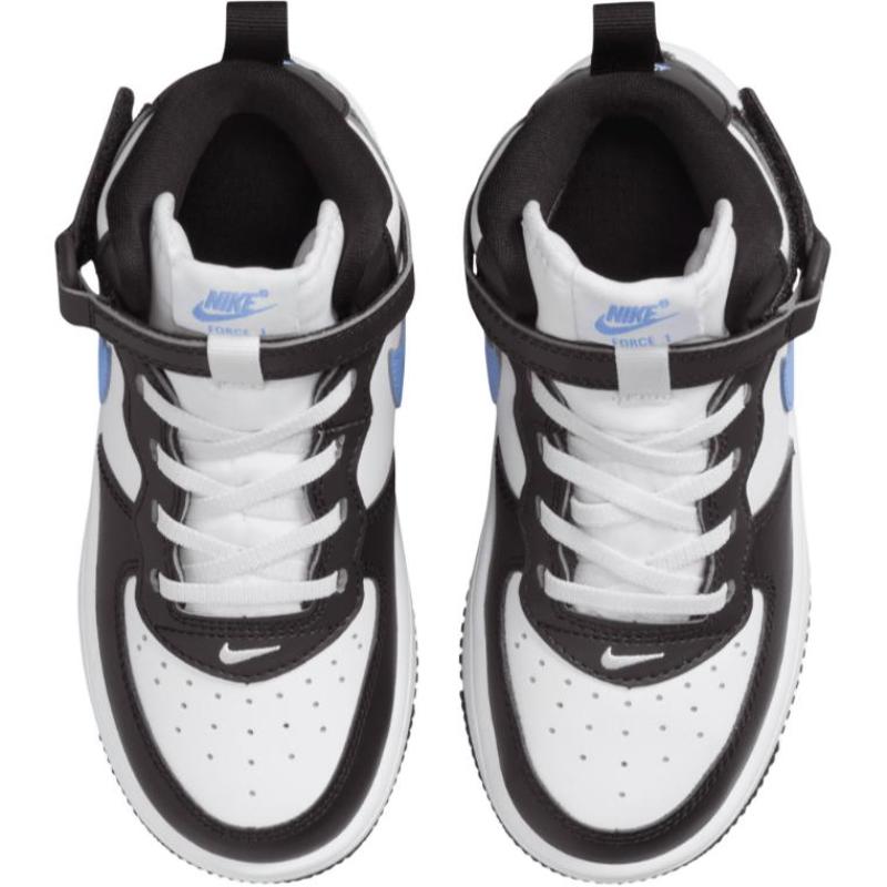 Nike Air Force 1 Anti-Kick And Wear-Resistant Mid-Top Kids' Skateboarding Shoes Black White Children Aged 3-7 Years Old Sneakers FJ1917-600