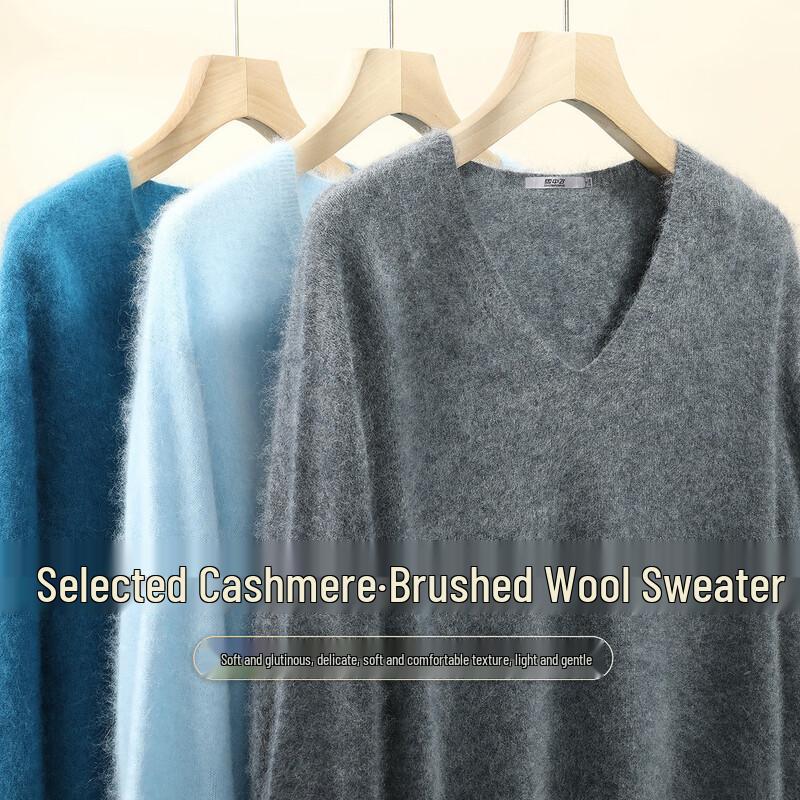 

Snowflying Women s V-Neck Brushed Wool & Cashmere Sweater One Size