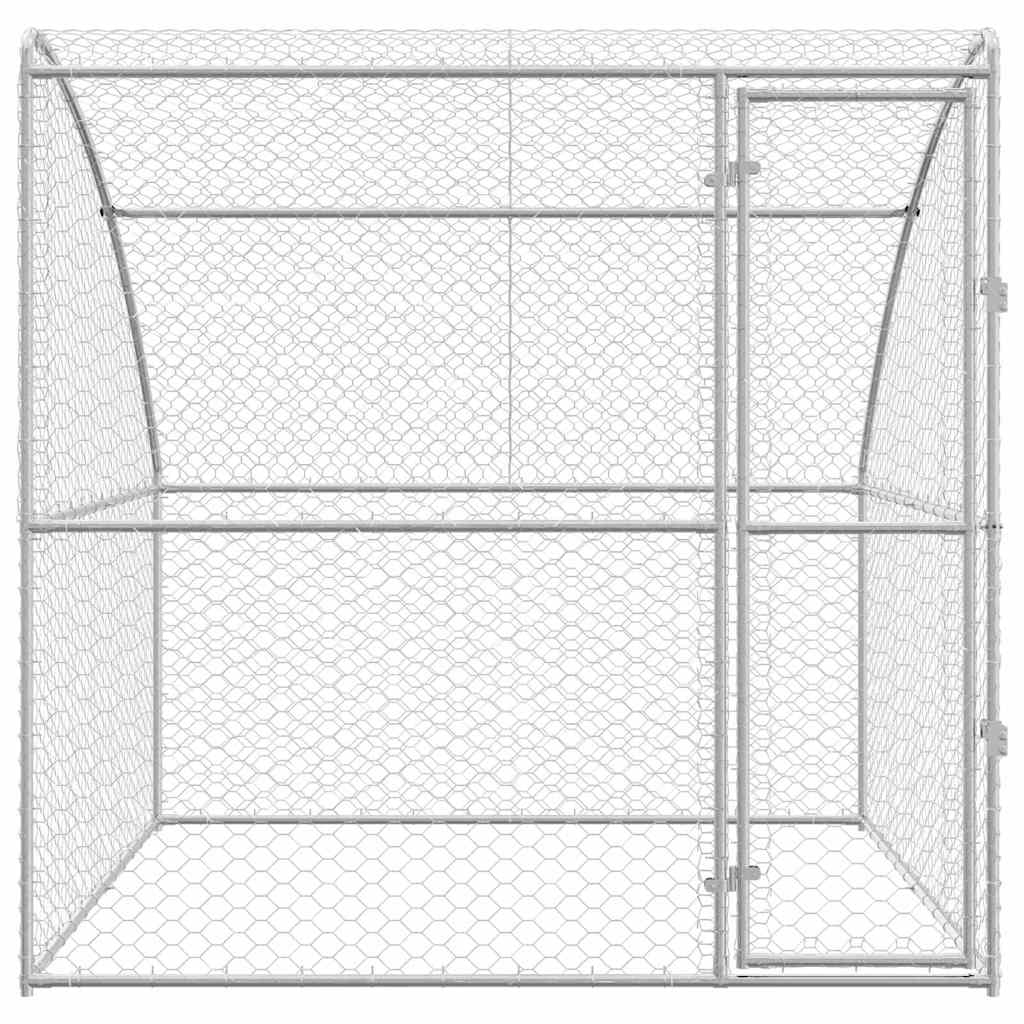 Dog Kennel with Storage Silver 2 X 2 X 2 M Galvanized Steel