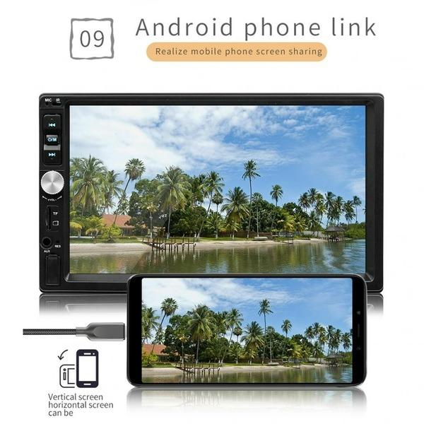 Bil MP5-spiller 7012B 1080P HD 7-tommers bilradio Stereo Bluetooth MP4 MP5 USB-spiller berøringsskjerm