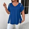Large Size, European and American, Women's Clothing Summer European and American Sexy V-neck Cross-strap Short-sleeved T-shirt