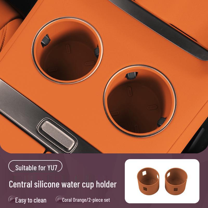 Anti-Slip Silicone Mat for Xiaomi YU7 Center Console Cup Holder, Car Interior Modification Accessory