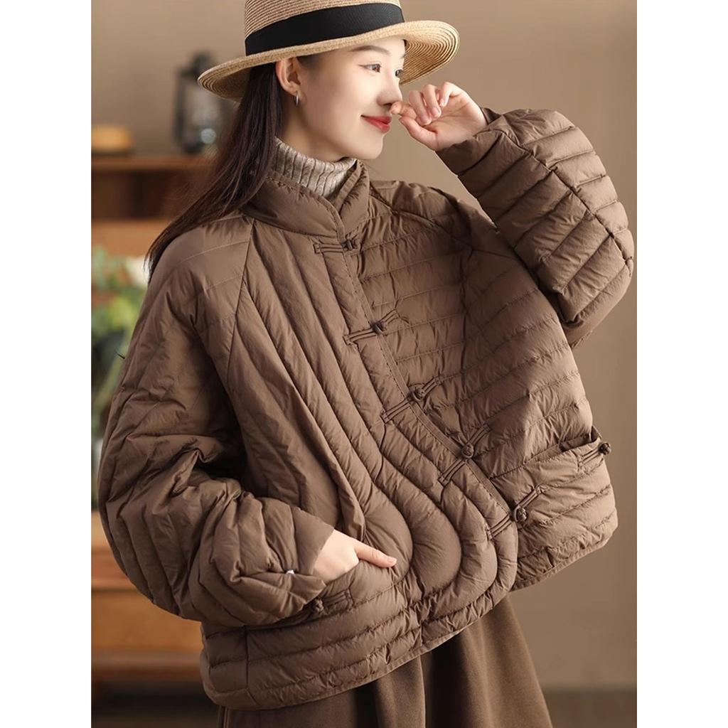 Autumn and Winter Women Ultra Light White Duck Down Jacket Oversize Loose Causal Short Puffer Coat Vintage Female Parkas