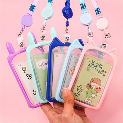 Card Cover Rabbit Ears Design Rust-proof Telescopic DIY Cute Card Sleeve Protector for Students