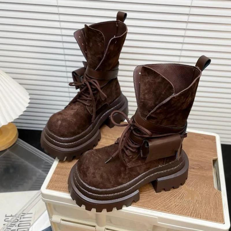 Women'S Boots Flats Platform Designer Shoes Suede Fashion Woman'Ankle Boots Winter  New Sport Motorcycle Boots