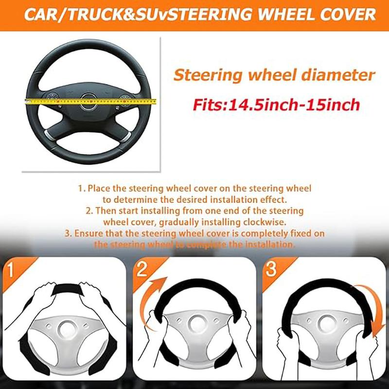 5D Premium Sports Leather Car Steering Wheel Cover Breathable Universal Non-slip 15inch/38cm New Styling Booster Covers Auto Parts
