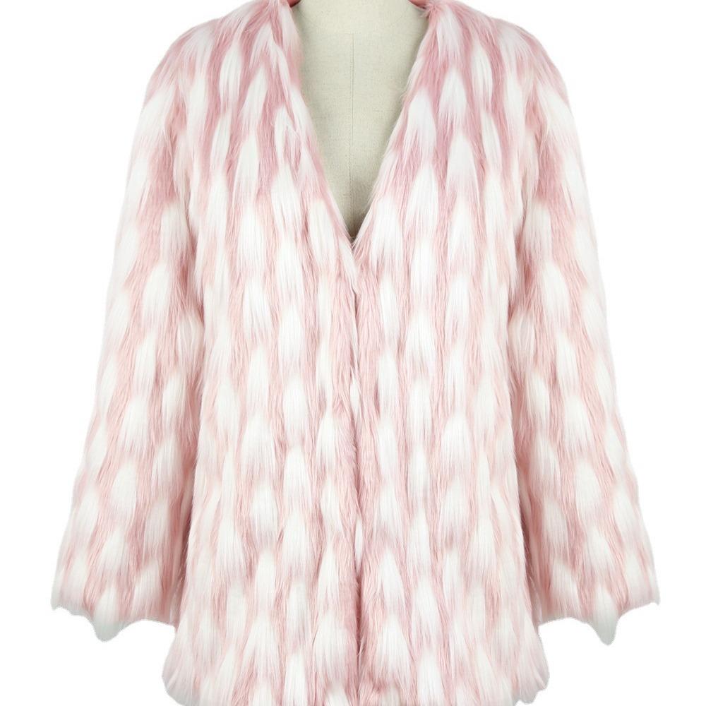 Personalized contrasting color pattern imitation fur short coat women's popular autumn and winter new models