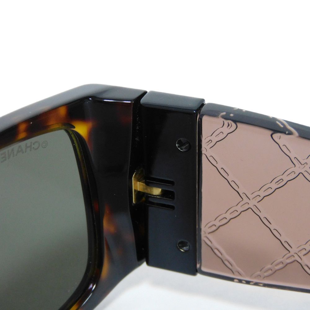 Used 10097 Rectangle Shape Eyewear 5425-A C714/3 7968 Logo Clear Black Matelasse Chain Acetate Havana Women's from