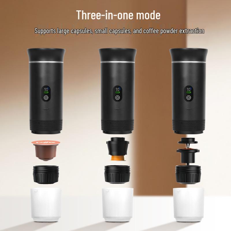 Compact 3-in-1 Espresso Coffee Maker: Capsule, Powder, & Portable Mini Size