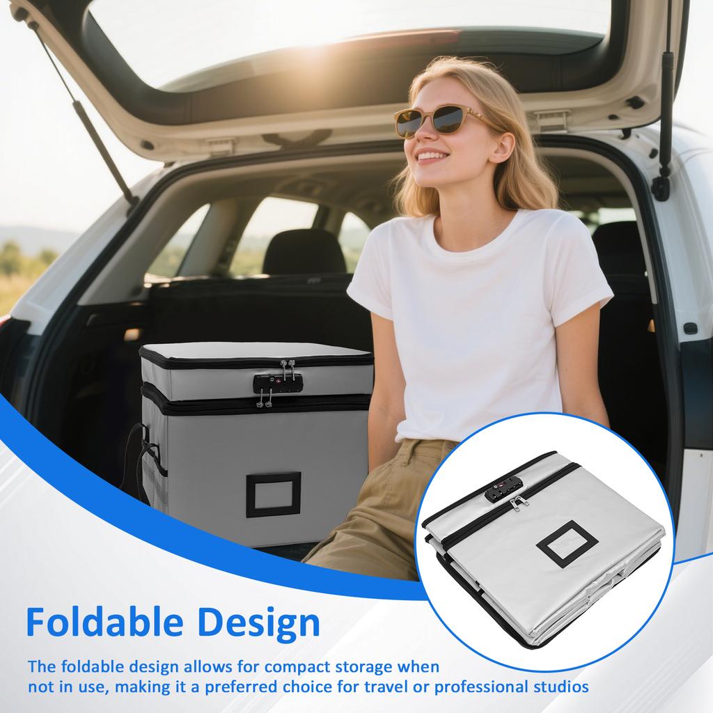 2-Layer Fireproof Document Box Large Capacity Documents Storage Box with Combination Lock Waterproof Fire Safe Box for Valuables