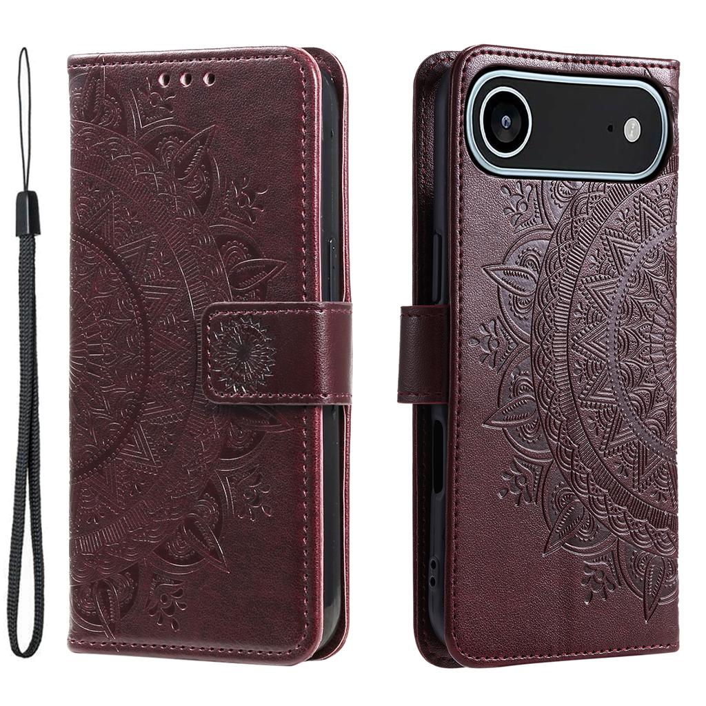 Für iPhone 17 Air Ständerhülle Geprägtes Totem PU Leder Brieftasche Handyhülle mit Handschlaufe