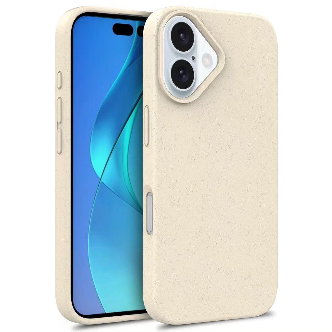 

For iPhone 16 Case Biodegradable Wheat Straw TPU Phone Cover Eco Friendly Zero Waste White