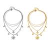 Multi Layer Necklace Pendant Neck Chain Jewelry with Sunflower Starfish And Pearls Accent For Daily Wear & Party Look
