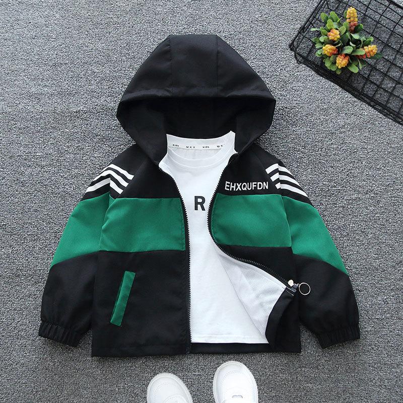 Casual Boys' Jackets Spring and Autumn Clothes Autumn Fried Street Boys Hooded Windbreakers Girls Western Style Tops Jackets