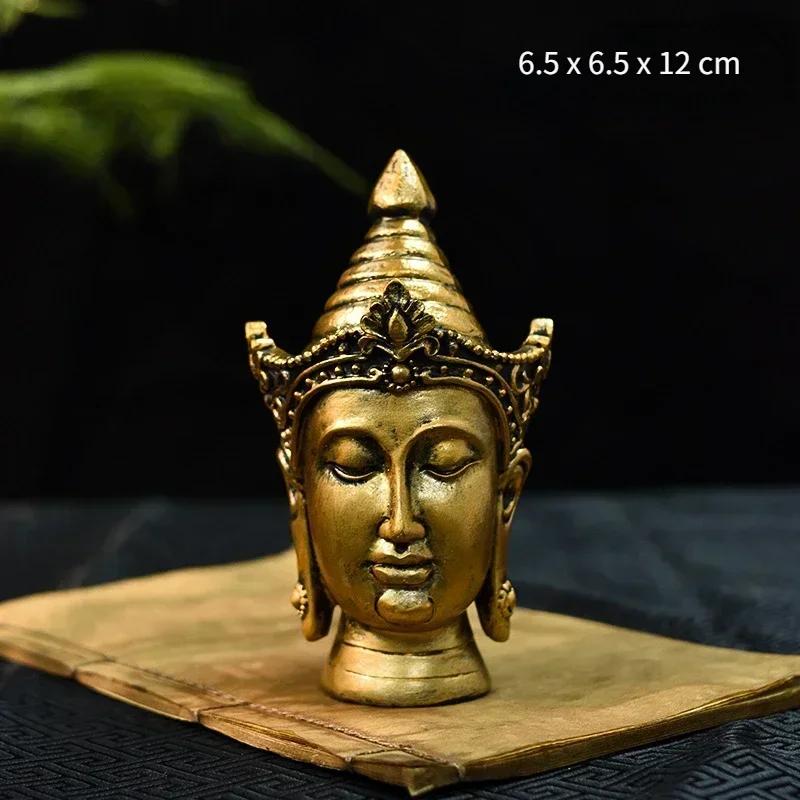 Golden Buddha Statue Buda Sculptures Resin Indoor Fengshui Figurines India Thailand Buddhism Home Decor Art Crafts for Interior
