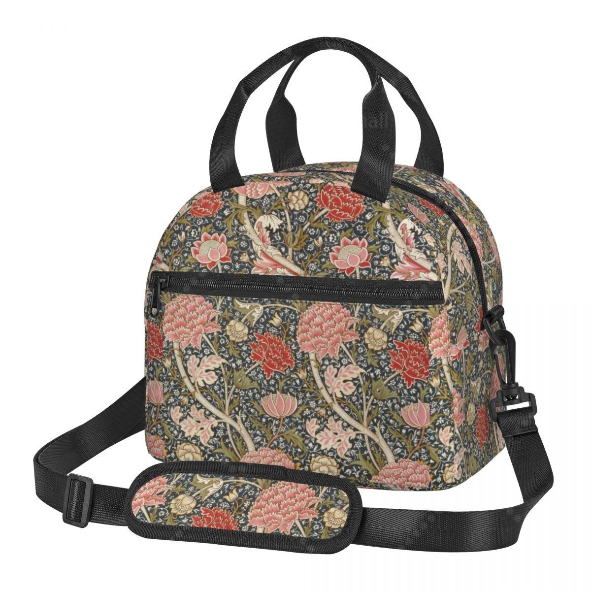 AUR1 William Morris Lunch Box Portable Reusable Cooler Lunch Tote Bag with Adjustable Shoulder Strap Option 1