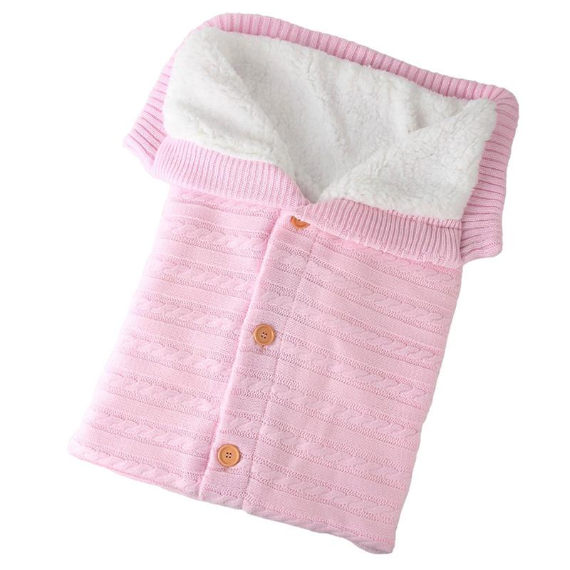 Baby Knitted Plush Sleep Sack With Buttons For Outdoor Use And Warmth