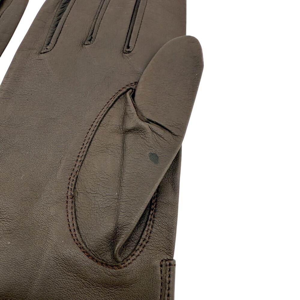 Dior logo leather gloves Brown leather Women Used