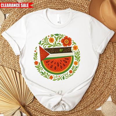 T-shirt Solidarietà Palestina Simbolo Anguria Stampato Salva Gaza Maglietta Protesta Top