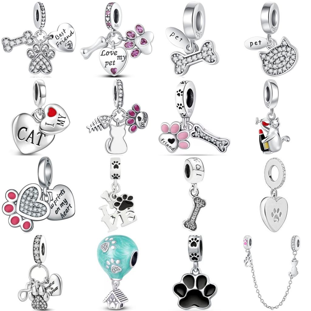 Tiere Anhängerperlen Anhänger Kupfer Katze Haustiere Pfotenabdruck Hundehütte Perlen Anhänger Kompatibel mit Authentischen Armbändern Halsketten DIY Anhänger Mode J