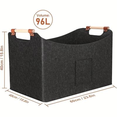 Large Capacity 96L Felt Firewood & Toy Storage Basket