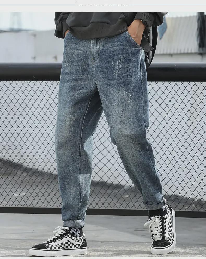 Men's Loose-Fit Straight Workwear Jeans: Trendy Korean-Style Harem Pants for Spring & Autumn