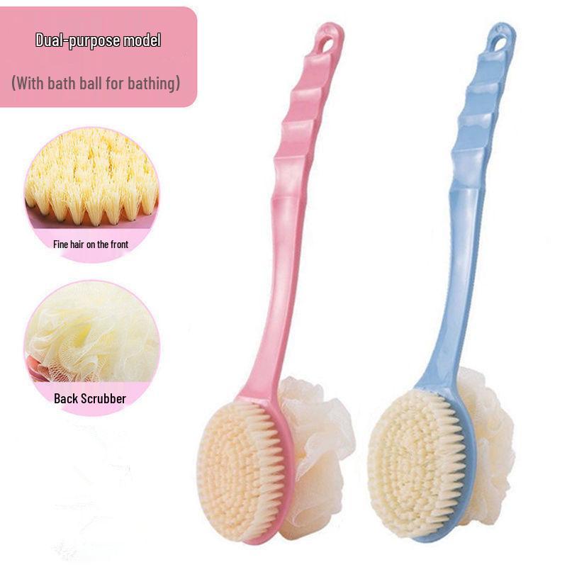 Double-Sided Back Scrubber: Long-Handled Soft Bristle Bath Brush for Easy Bathing and Showering.