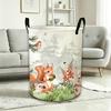 1pc Collapsible Laundry Basket with Cute Woodland Animals & Watercolor Forest - Soft Brushstroke Hamper Suitable for Clothes,, Room, Portable Collapsi