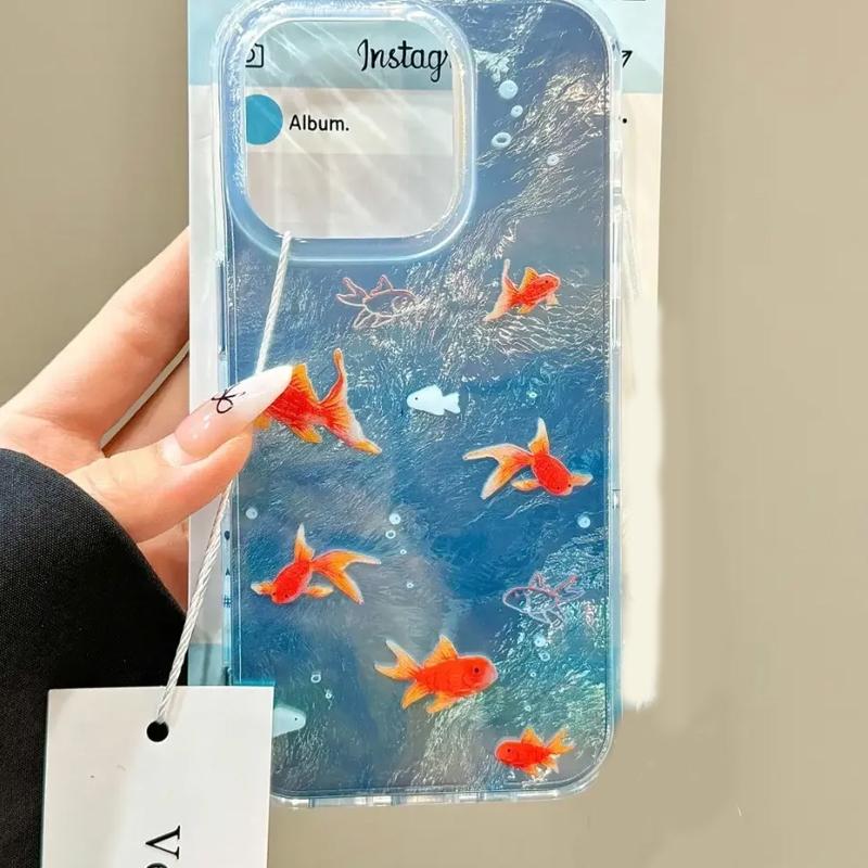 

Goldfish in Blue Water Wave Art Phone Case for iPhone 17 16 15 14 13 12 11 Series Pro Max Plus Double Layer Protection iphone 17 Air