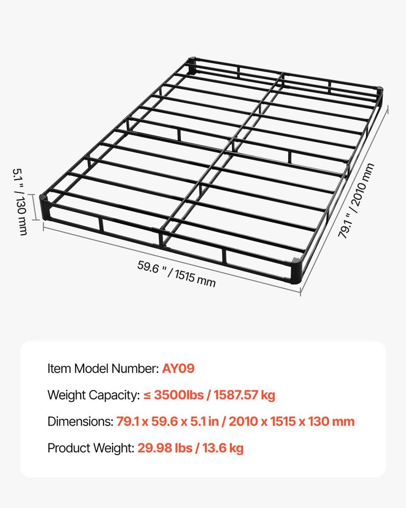 Boxspringbett, Bettgestell in Queen-Size mit waschbarem Stoffbezug, Robuster Metallrahmen für Queen-Size-Bett, 130 mm Matratzenrost, Max. Gewicht 1587,57 kg