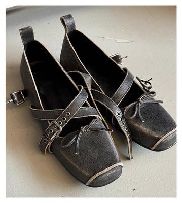 Women's Fashion Single Shoes Spring New Square Head Shallow Mouth Butterfly Knot Soft Sole Anti-slip Wear-resistant Flat Shoes