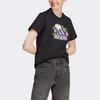 Adidas Doodle Letter Logo Cartoon Print Round Neck Short Sleeve T-shirt Women Tops Black IJ7327