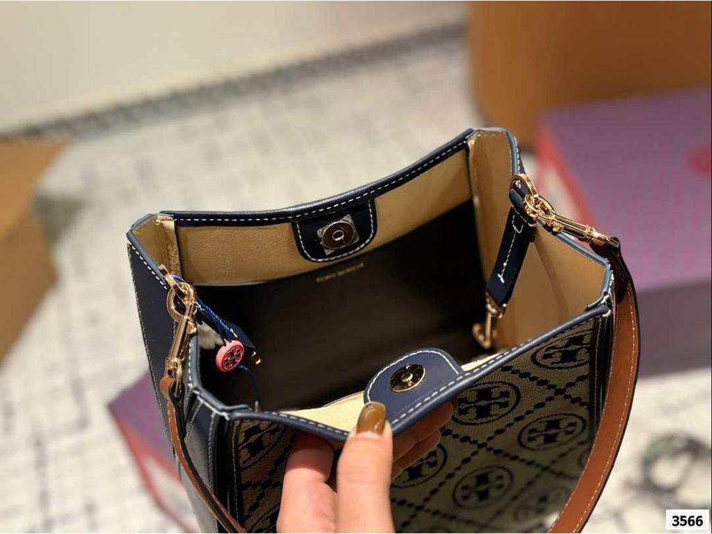 TB Damska Skórzana Konwertowalna Torba typu kubełek na ramię Crossbody