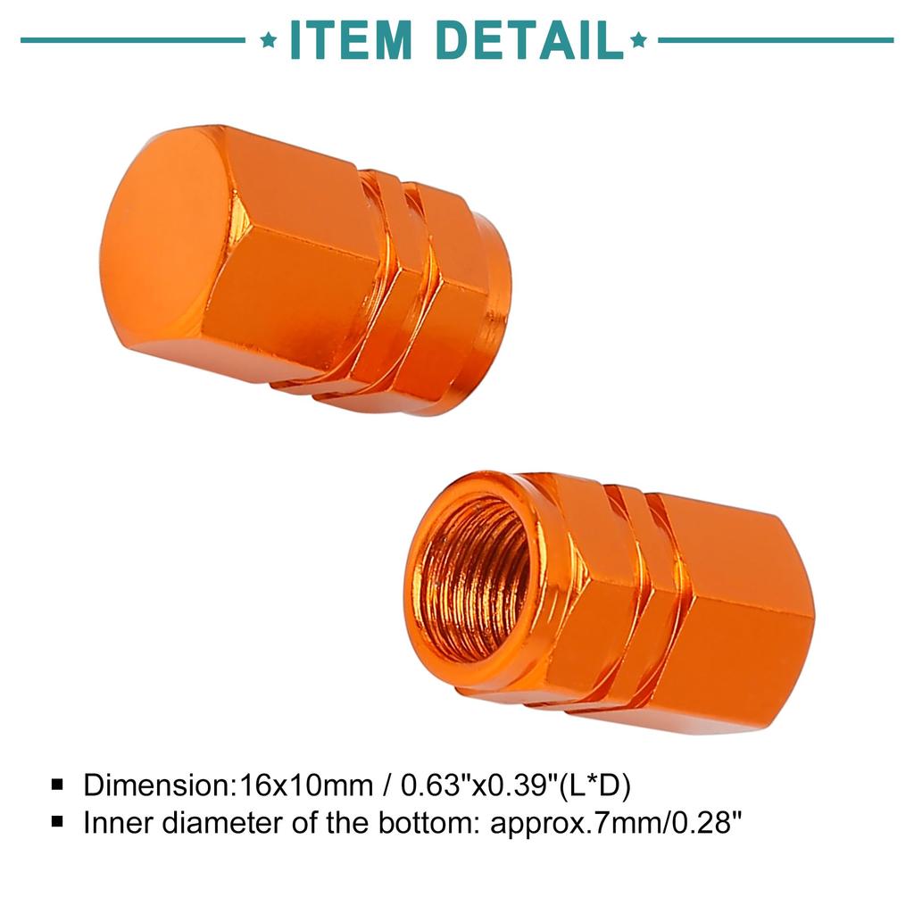 ACROPIX Tire Stem Valve Caps Dustproof Hexagon Universal Orange 8 Pcs