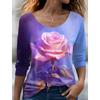 Modischer Damenpullover mit Blumen-/Schmetterlingsgrafik, lässige Streetwear, O-Ausschnitt, Basic, langärmeliges T-Shirt, mikroelastisches Sweatshirt