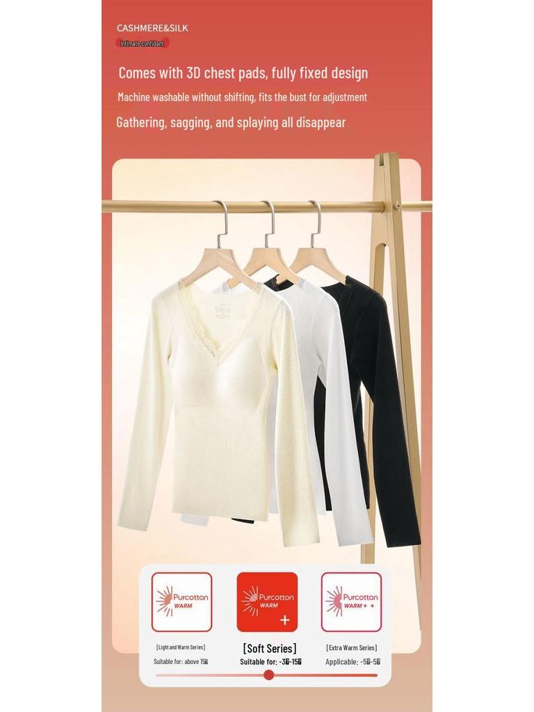 Damen Thermoset: Warme, formende Herbst- und Winter-Basisschicht mit Brustpolstern - Kältebeständig und vielseitig für den Lagenlook