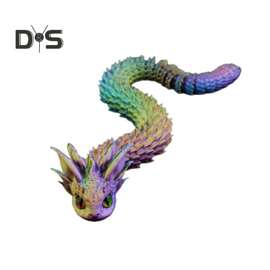 3D-gedruckte Drachenschlangen-Figur Bewegliche Gelenke Mini-Schlangenfigur Gelenkiges Tiermodell Spielzeug Heim Büro Bücherregal Schreibtisch Dekoration Ornament