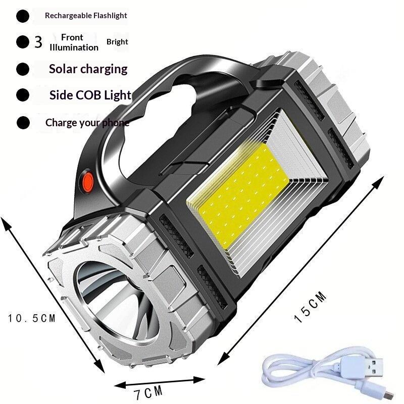 Rechargeable Led Flashlight Super Bright Mini Work Light 3 Modes Waterproof Portable Cob Tactical Torch Zoomable Camping Lantern