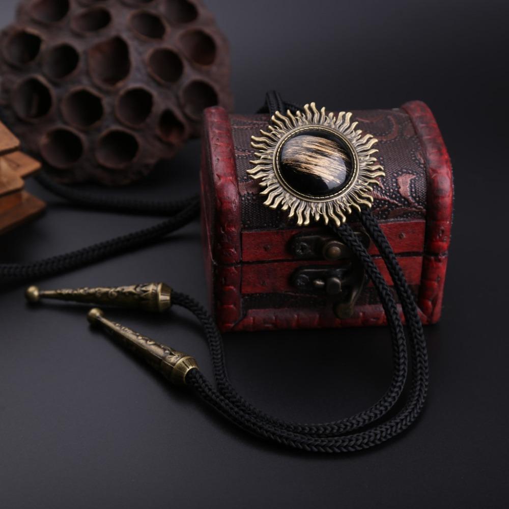 Western Cowboy Sun Frame Tassel Pendant Adjustable Braided Rope Necklace For Men Women