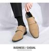 Men's Casual British Monk Strap Suede Shoes - Formal Square Toe Retro Apricot