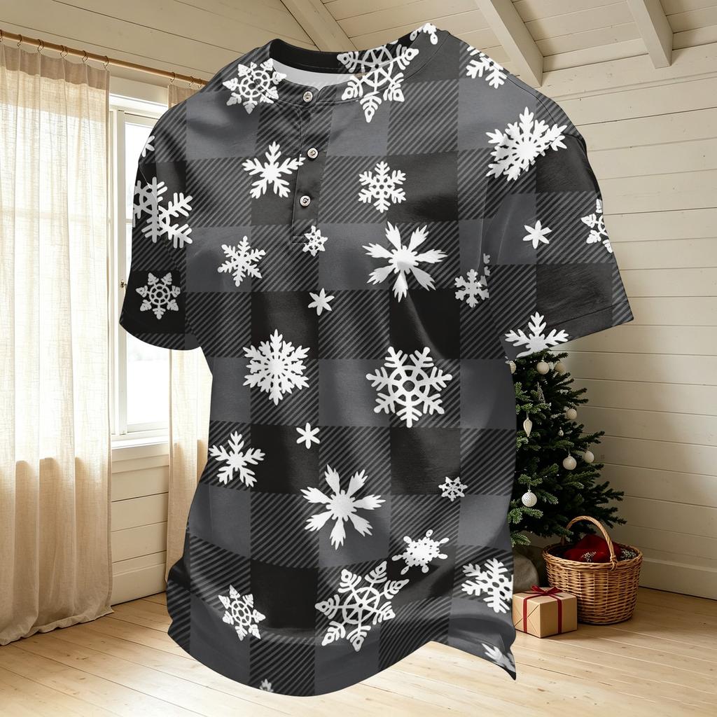 Men's Quick Dry Short Sleeve Neck T-Shirt with Christmas Print