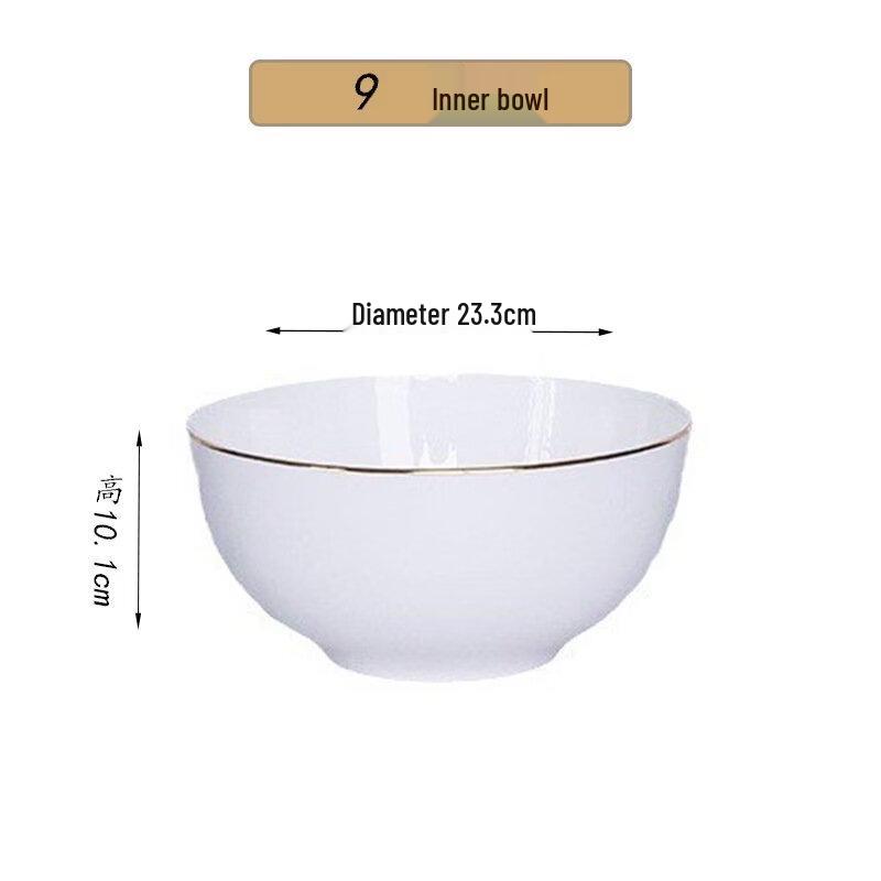 Bone China Gold Rim 9-inch Ceramic Bowl