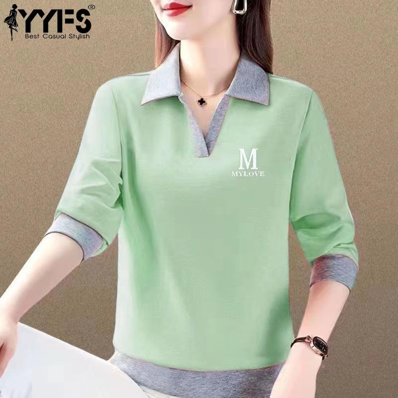 YYFS Women's Fashion Casual Spring Autumn Long Sleeve POLO Neck Blouses & Shirts