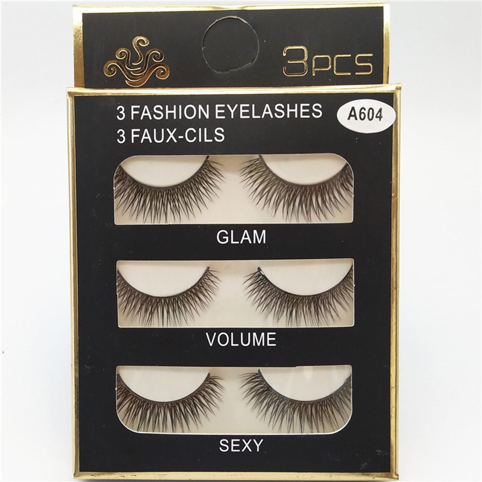 

3Pairs Fashion False Eyelashes Long Lashes Extension Natural Looking Fake Eyelashes for Women Girls Party Daily Makeup