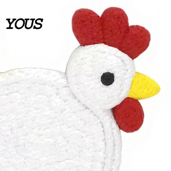 Fun Coffee Cup Coaster Cute Chicken Coaster, 3D Printed Reusable Drink Heat Soft Silicone Insulation Table Protection Mat for Home Office