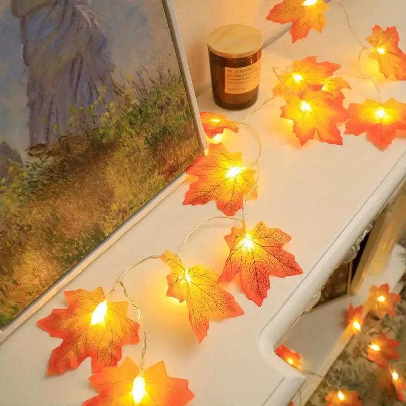 LED Maple Leaf Light String Artificial Maple Leaf Vines Hanging Rattan Fall Garland for Thanksgiving Home Party DIY