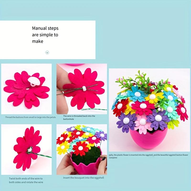 DIY Crafting Material Kit for Home Decor Flower Bouquet (1 Set) - Educational Hand Bouquet Toy with Pearl Flowers, Evening Primrose & Star Elements